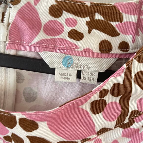 Boden Iona Button Detail Dress Womens 8R Pink Brown Shadow Bloom Casual Floral - Picture 6 of 10